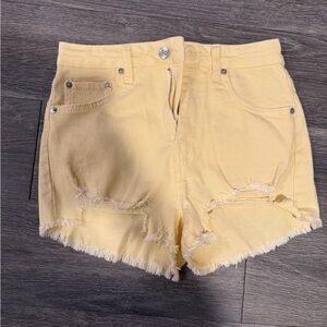 ⭐️Love Tree Yellow Frayed Jean Shorts